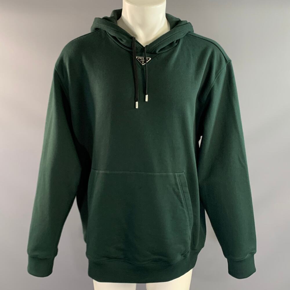 PRADA Size M Green Cotton Hooded Sweatshirt